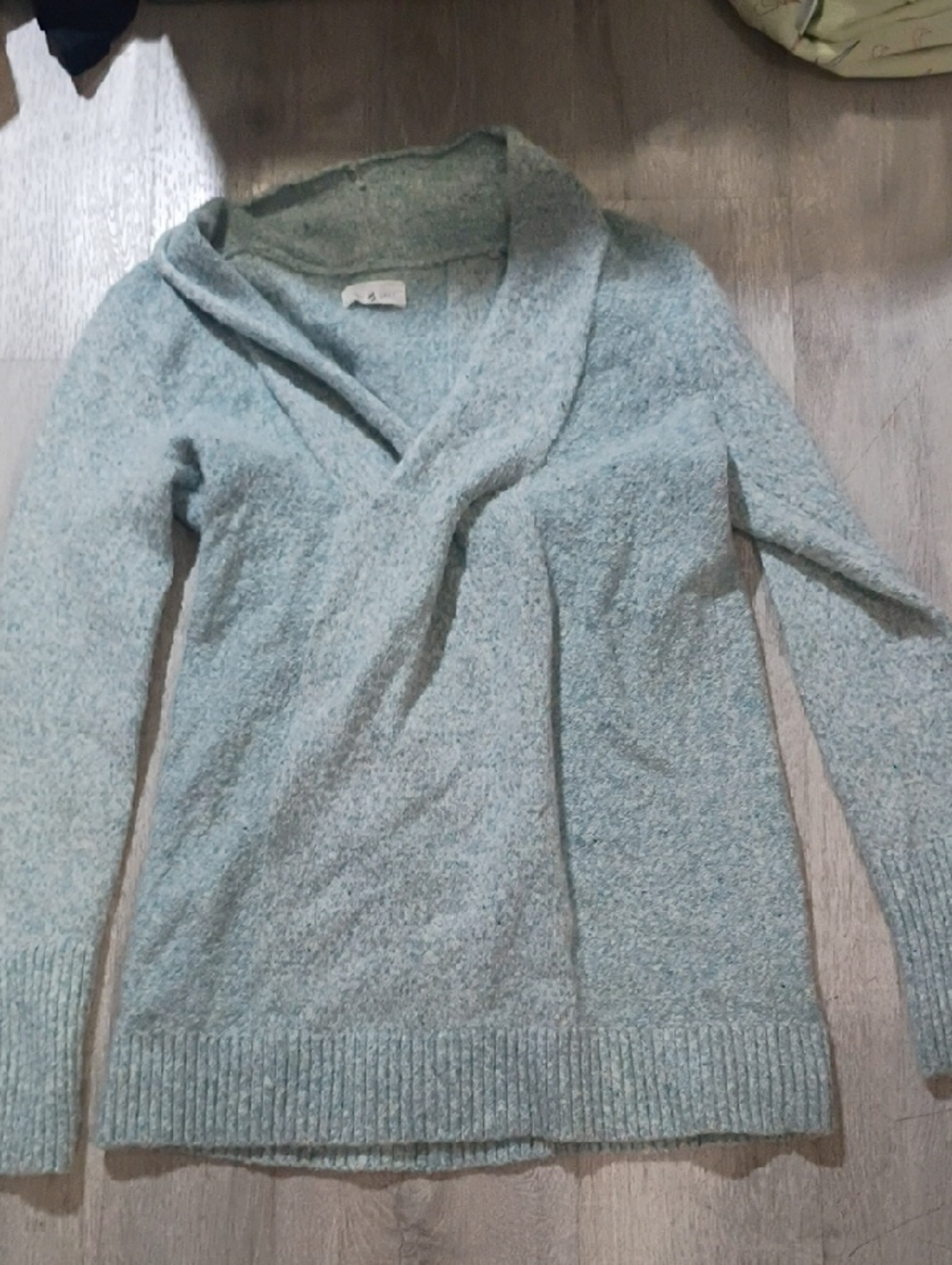 Lou & Grey Light Blue V-Neck Shawl Collar Sweater